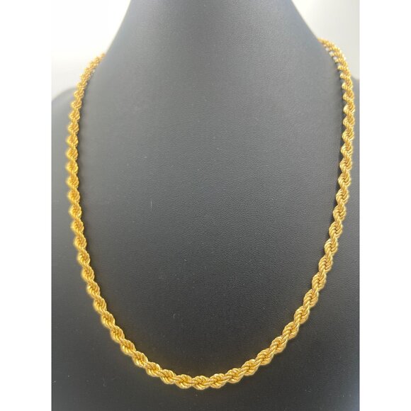 Monet 24" 5mm Twisted Rope Chain Chunky Necklace Gold-Tone Vintage - Picture 9 of 9